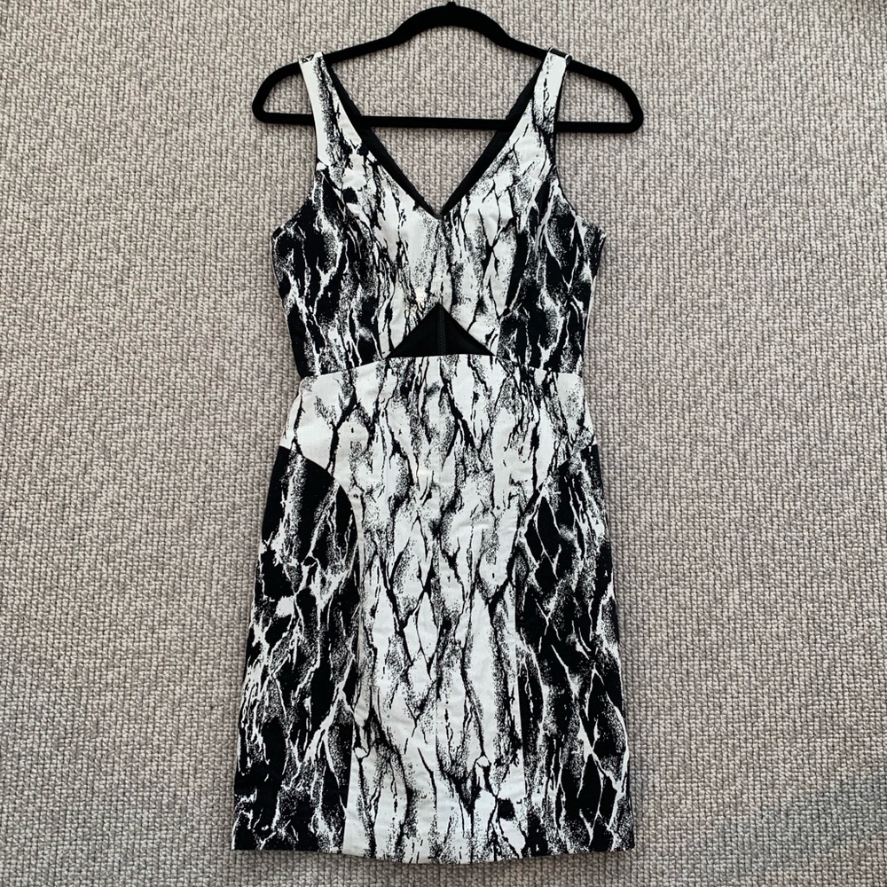 White & Black Cut-Out Dress
